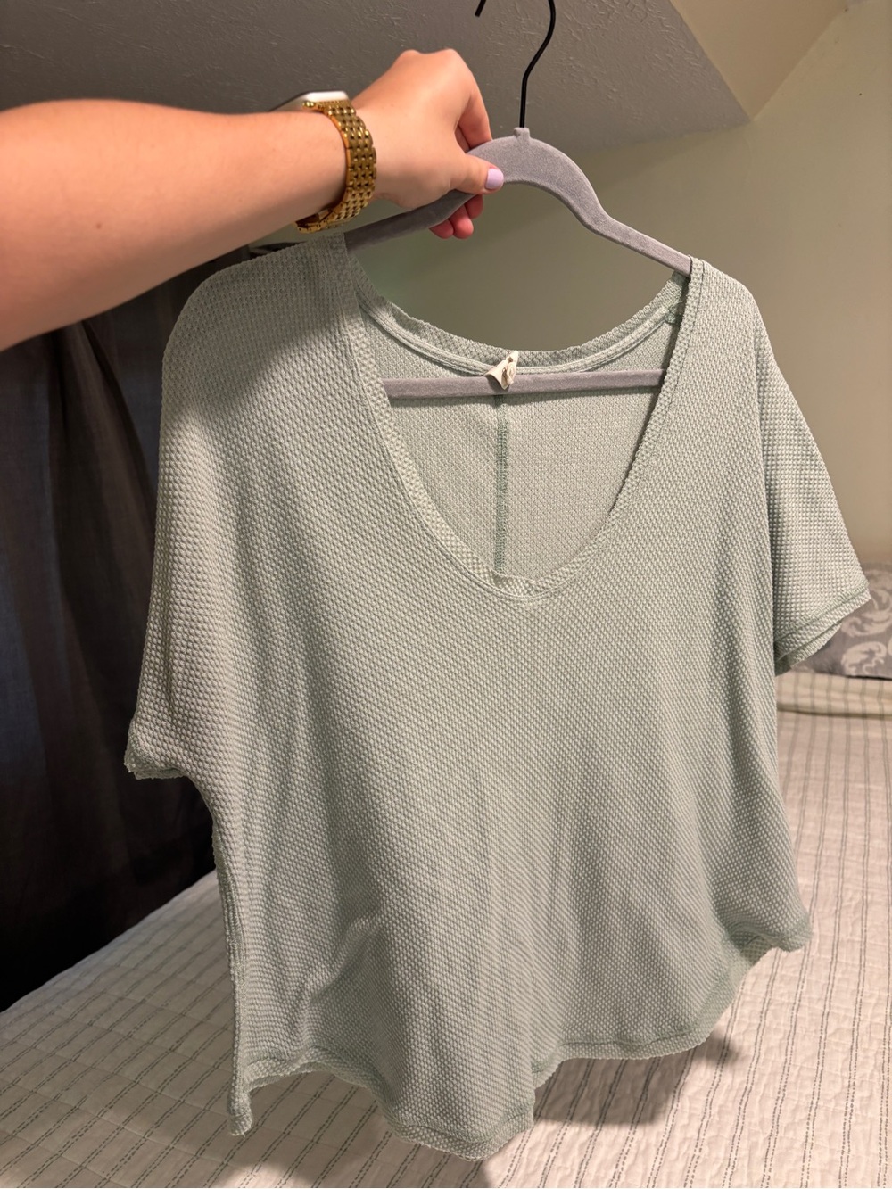 Relaxed Textured Tee in Light Sage - Women’s Short Sleeve